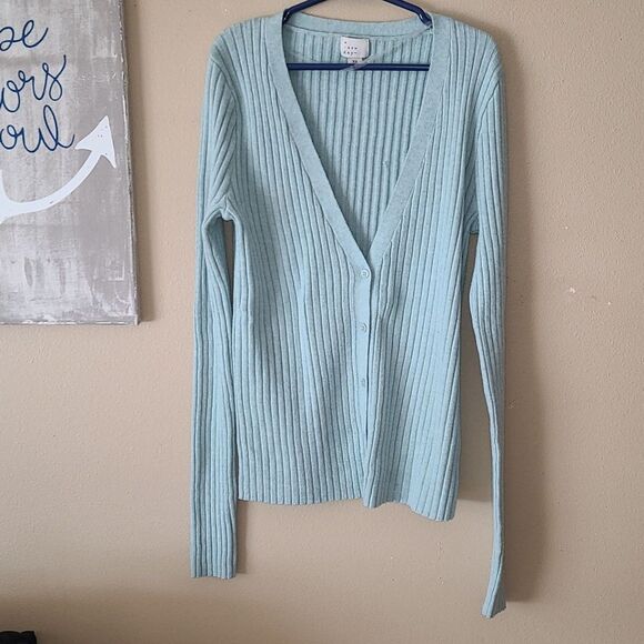 Target Tops - Light Blue Ribbed Cardigan